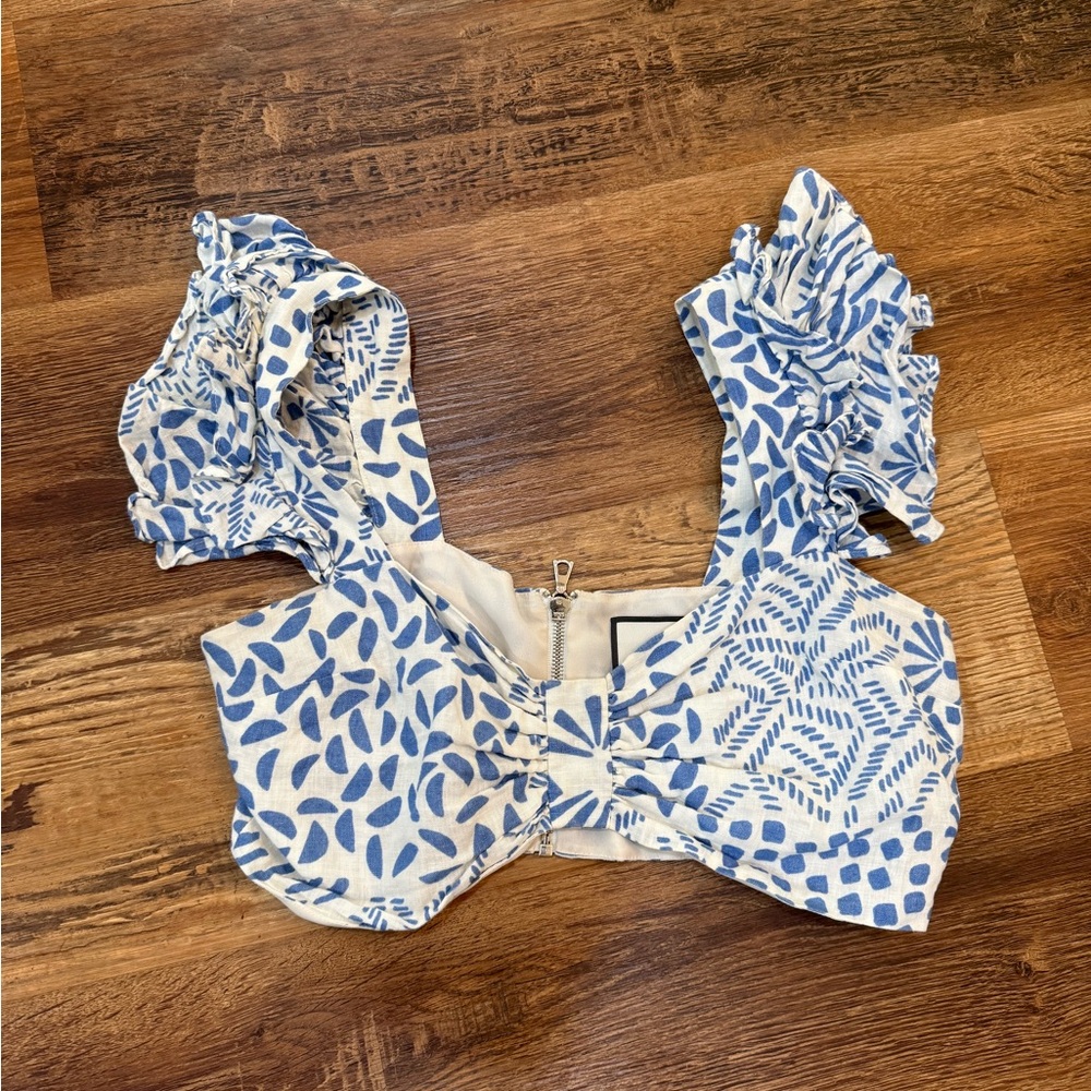 ALEXIS | Intermix Verna Natural Linen Crop Top - Picture 3 of 7